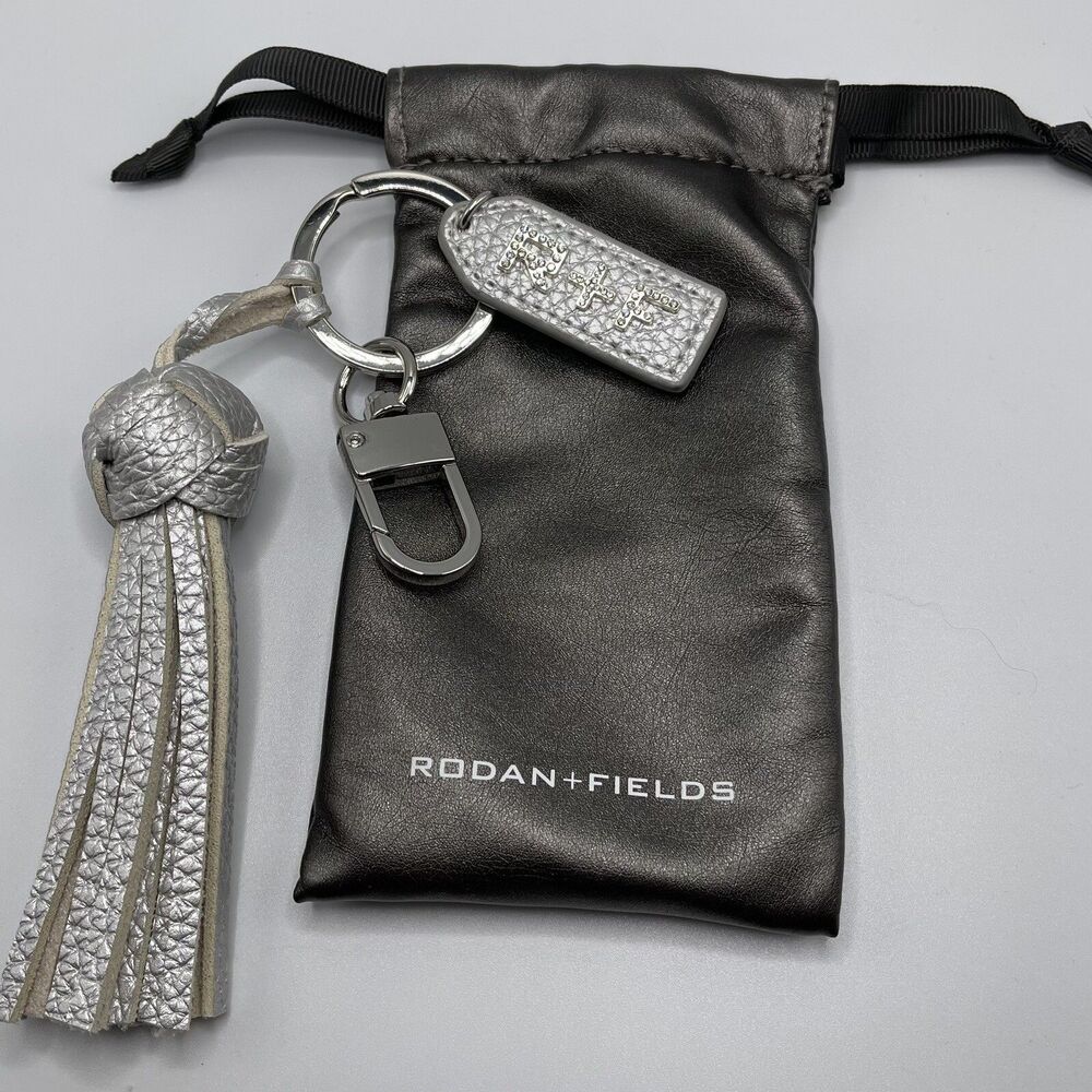 RODAN AND FIELDS Tassel Key Chain Gift Pouch Silver Rhinestones R+F NEW
